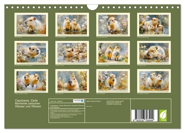Produktbild: Capybaras. Zarte Momente zwischen Wasser und Wiesen (Wandkalender 2027 DIN A4 quer), CALVENDO Monatskalender