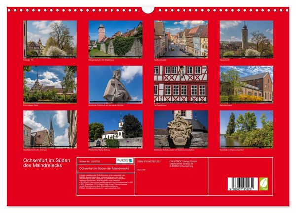 Produktbild: Ochsenfurt im S&uuml;den des Maindreiecks (Wandkalender 2026 DIN A3 quer), CALVENDO Monatskalender