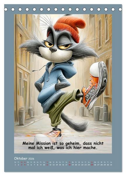 Produktbild: Kratzige Kerle. Trockener Katzenhumor vom Feinsten (Tischkalender 2026 DIN A5 hoch), CALVENDO Monatskalender