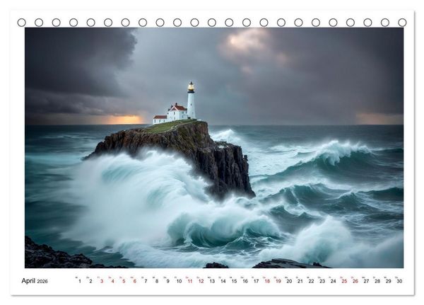 Produktbild: KI Landschaften (Tischkalender 2026 DIN A5 quer), CALVENDO Monatskalender