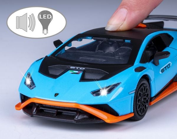Produktbild: Lamborghini Hurac&aacute;n STO Diecast 1:32 blau inkl. Knopfzellen