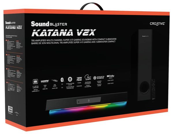 Produktbild: CREATIVE Sound Blaster Katana V2X, 2.1 Soundbar, HDMI ARC, USB Audio, SXFI, Optical-In