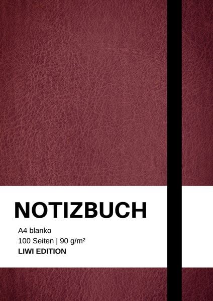 Produktbild: Notizbuch A4 blanko bordeaux - 100 Seiten Soft Cover - Papier