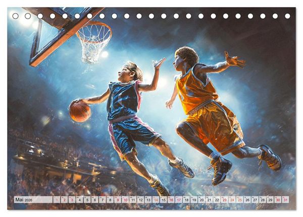 Produktbild: Basketball - Kids in Action (Tischkalender 2026 DIN A5 quer), CALVENDO Monatskalender