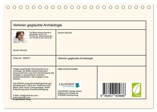 Produktbild: Verloren geglaubte Arch&auml;ologie (Tischkalender 2026 DIN A5 quer), CALVENDO Monatskalender