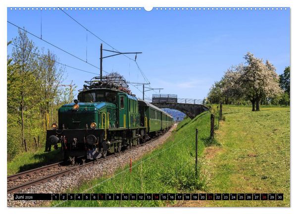 Produktbild: Eisenbahn-Nostalgie - Oldtimer auf Schweizer Schienen (Wandkalender 2026 DIN A2 quer), CALVENDO Monatskalender