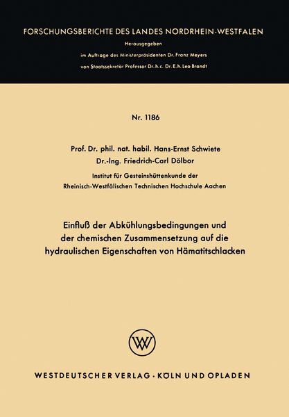 Produktbild: Einflu&szlig; der Abk&uuml;hlungsbedingungen und der chemischen Zusammensetzung auf die hydraulischen Eigenschaften von H&auml;matitschlacken