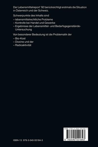 Produktbild: Springer Lebensmittelreport &rsquo;92
