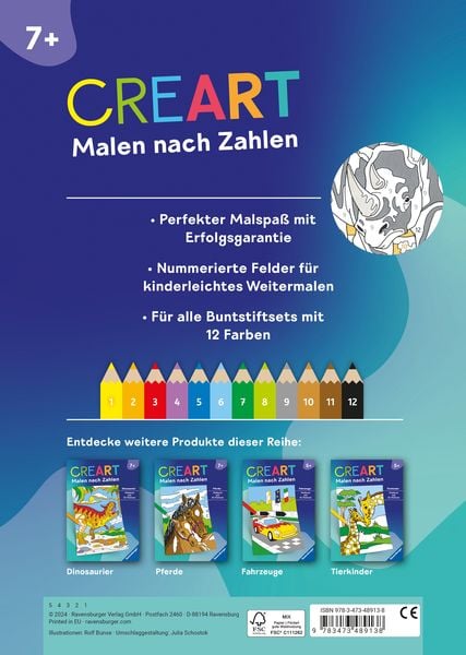 Produktbild: CreArt Malen nach Zahlen ab 7: Gef&auml;hrliche Tiere