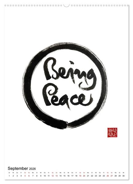 Produktbild: Zen Art Kalligraphie inspiriert von Zen-Meister Th&iacute;ch Nhất Hạnh (hochwertiger Premium Wandkalender 2026 DIN A2 hoch), Kunstdruck in Hochglanz