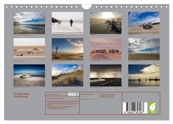 Produktbild: Einzigartiges Spiekeroog (Wandkalender 2026 DIN A4 quer), CALVENDO Monatskalender
