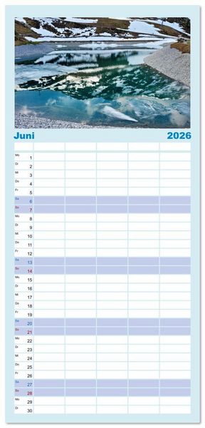 Produktbild: Familienplaner 2026 - Faszination Spiegelung - in der Natur mit 5 Spalten (Wandkalender, 21 x 45 cm) CALVENDO