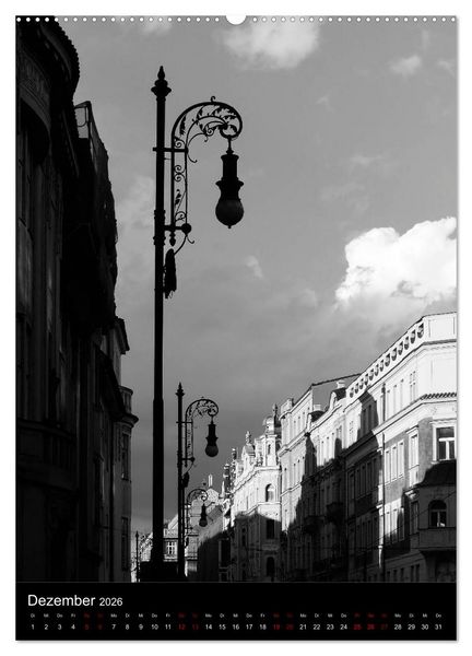 Produktbild: Prag - Die goldene Stadt in monochrom (hochwertiger Premium Wandkalender 2026 DIN A2 hoch), Kunstdruck in Hochglanz