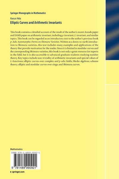 Produktbild: Elliptic Curves and Arithmetic Invariants