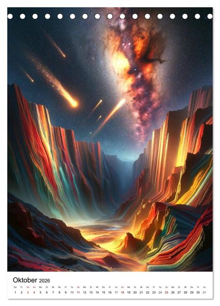Produktbild: Astronomie Visionen - Ein von KI erschaffenes Panorama des Kosmos (Tischkalender 2026 DIN A5 hoch), CALVENDO Monatskalender