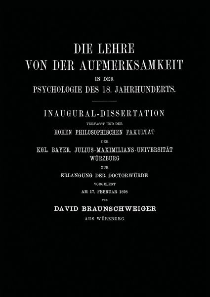 Produktbild: Die Lehre von der Aufmerksamkeit in der Psychologie des 18. Jahrhunderts