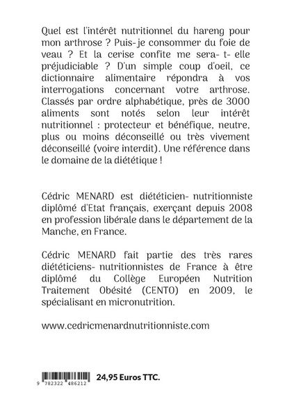 Produktbild: Dictionnaire alimentaire adapt&eacute; &agrave; l'arthrose.