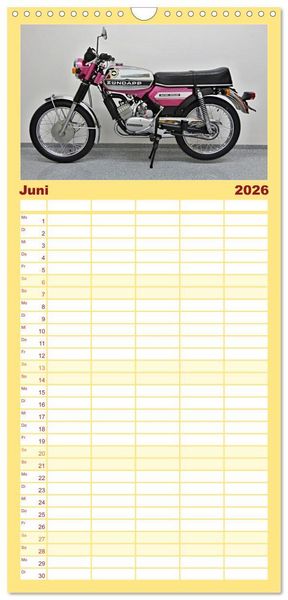 Produktbild: Familienplaner 2026 - Vintage Mopeds mit 5 Spalten (Wandkalender, 21 x 45 cm) CALVENDO