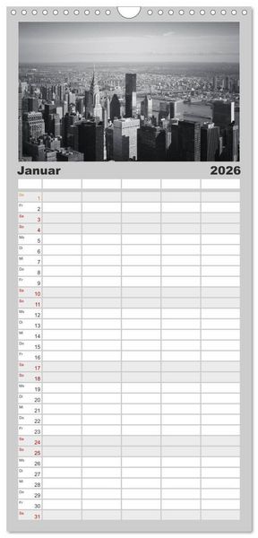 Produktbild: Familienplaner 2026 - New York in schwarz weiss mit 5 Spalten (Wandkalender, 21 x 45 cm) CALVENDO