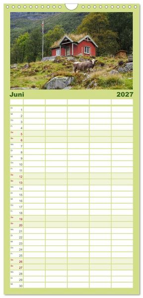 Produktbild: Familienplaner 2027 - Spektakul&auml;re Bergwelten Norwegen mit 5 Spalten (Wandkalender, 21 x 45 cm) CALVENDO