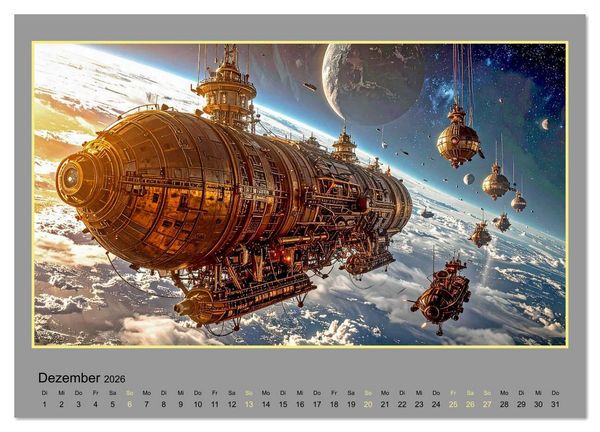 Produktbild: Steampunk-Raumfahrt (Wandkalender 2026 DIN A4 quer), CALVENDO Monatskalender
