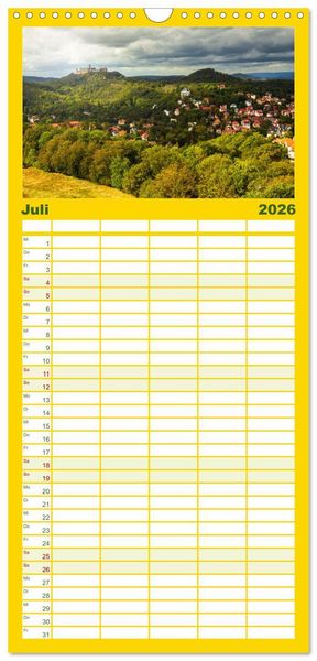 Produktbild: Familienplaner 2026 - Wartburgstadt Eisenach - Reise durch das sch&ouml;ne Th&uuml;ringen mit 5 Spalten (Wandkalender, 21 x 45 cm) CALVENDO