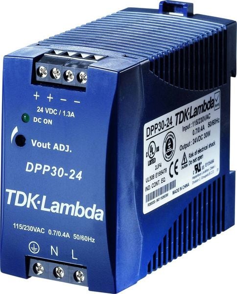 TDK-Lambda DPP30-24 Hutschienen-Netzteil (DIN-Rail) 24 V/DC 1.3 A 30 W Anzahl Ausgänge:1 x Inhalt 1 St.