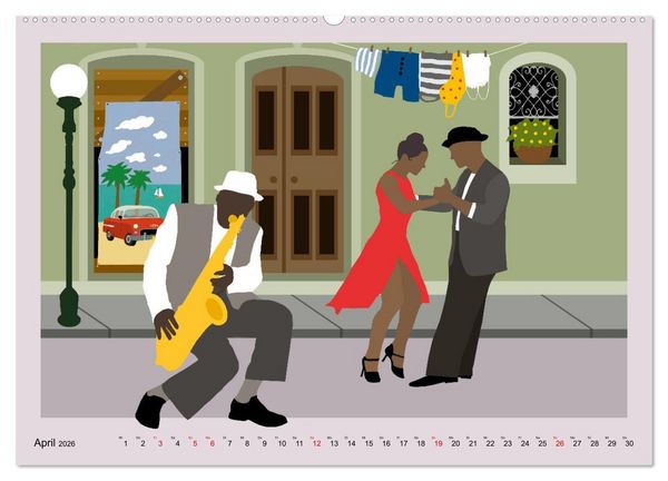 Produktbild: Kuba - Musik Tanz Rhythmus (hochwertiger Premium Wandkalender 2026 DIN A2 quer), Kunstdruck in Hochglanz