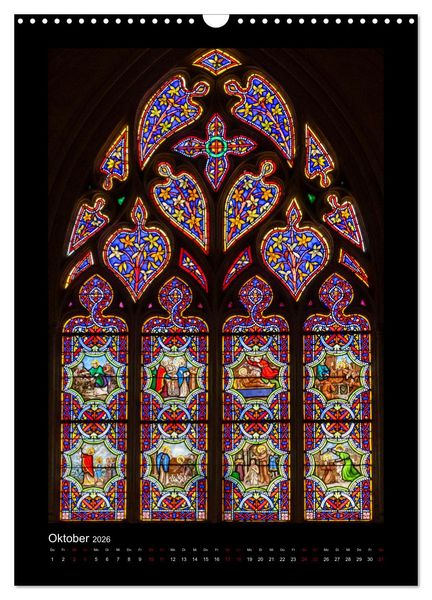 Produktbild: Kirchenfenster - Sakrale Glaskunst (Wandkalender 2026 DIN A3 hoch), CALVENDO Monatskalender