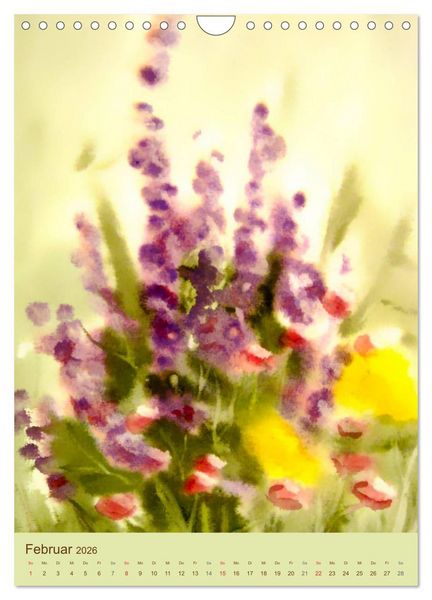 Produktbild: Blumenaquarelle (Wandkalender 2026 DIN A4 hoch), CALVENDO Monatskalender