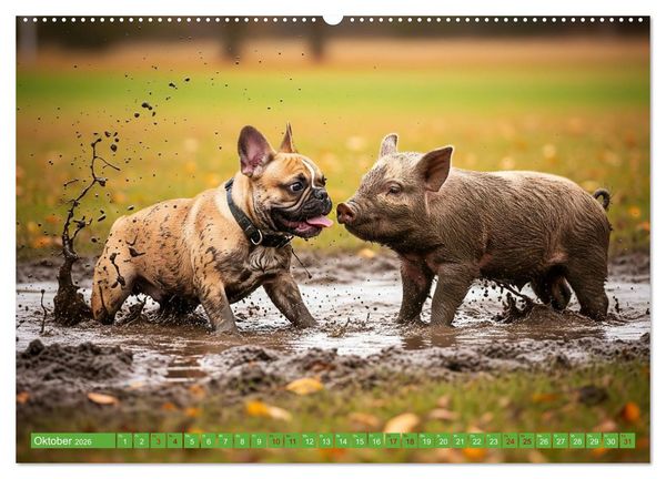 Produktbild: Muddi Buddies &ndash; Freundschaft im Matsch (hochwertiger Premium Wandkalender 2026 DIN A2 quer), Kunstdruck in Hochglanz