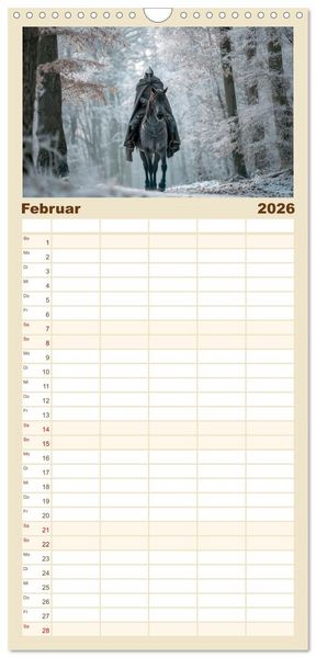 Produktbild: Familienplaner 2026 - Ritter - Legenden aus Stahl und Ehre mit 5 Spalten (Wandkalender, 21 x 45 cm) CALVENDO