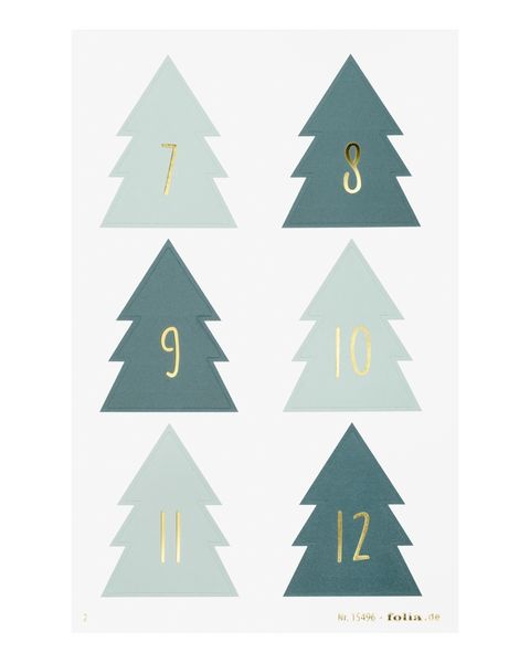 Produktbild: FOLIA Bastelartikel Adventskalendersticker CHRISTMAS TREE, 4 Blatt in 9x14cm