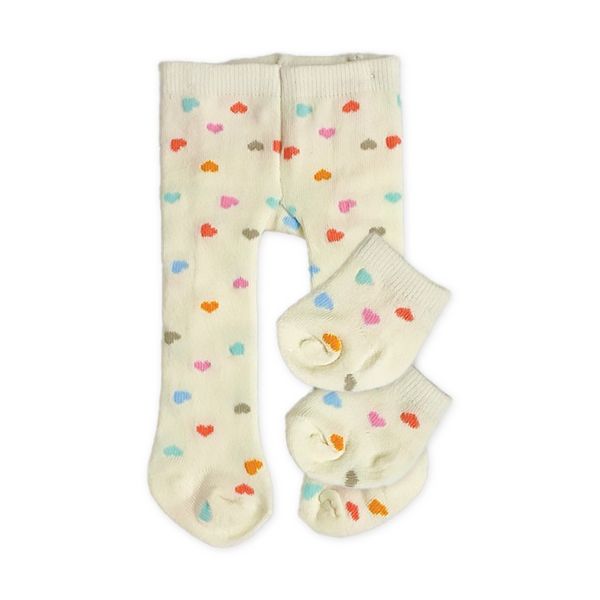Produktbild: Puppen-Strumpfhose mit S&ouml;ckchen ''Herz-Konfetti'', Gr. 28-35 cm