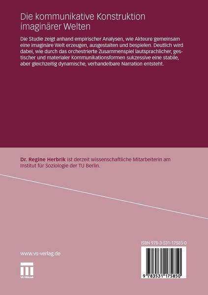 Produktbild: Die kommunikative Konstruktion imagin&auml;rer Welten