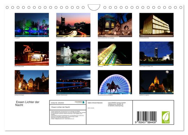 Produktbild: Essen Lichter der Nacht (Wandkalender 2026 DIN A4 quer), CALVENDO Monatskalender