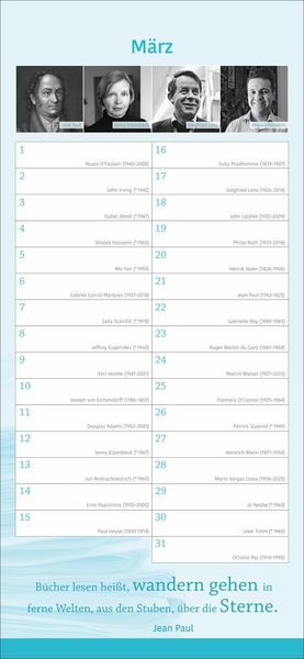 Produktbild: Der literarische Geburtstagskalender - Mit Geburtstagskindern und Zitaten