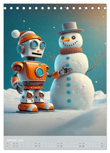 Produktbild: RoboLife - Niedliche Blechfreunde im Alltag (Tischkalender 2026 DIN A5 hoch), CALVENDO Monatskalender