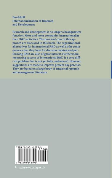 Produktbild: Internationalization of Research and Development