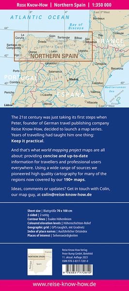 Reise Know-How Landkarte Spanien Nord mit Jakobsweg / Northern Spain and Way of St. James (1:350.000)