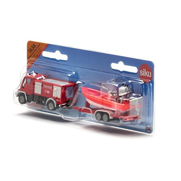 Produktbild: Siku 1636 Unimog Feuerwehr mit Boot