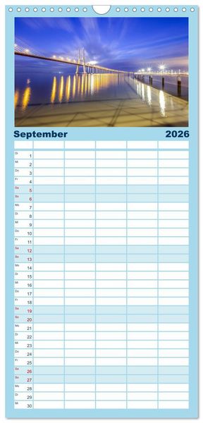 Produktbild: Familienplaner 2026 - Eine Stadt voller Charme - Lissabon mit 5 Spalten (Wandkalender, 21 x 45 cm) CALVENDO