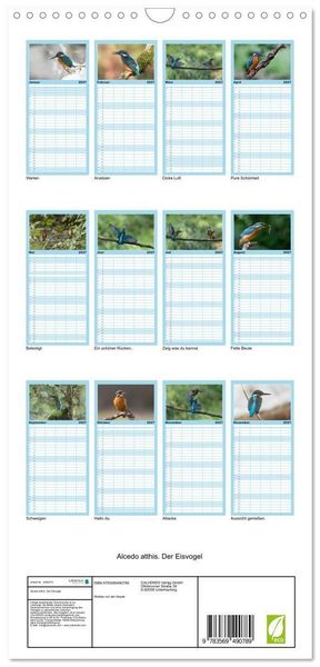 Produktbild: Familienplaner 2027 - Alcedo atthis. Der Eisvogel mit 5 Spalten (Wandkalender, 21 x 45 cm) CALVENDO