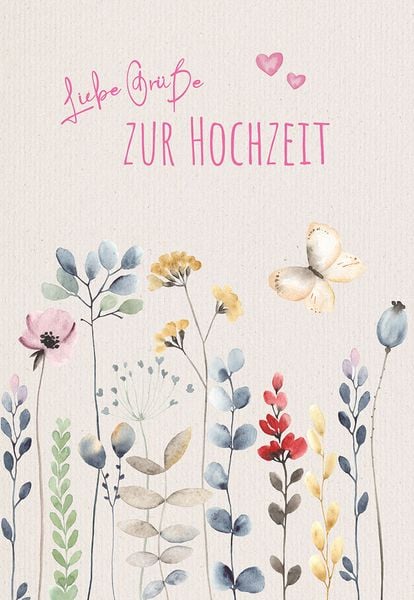 Produktbild: Gru&szlig;karte - Liebe Gr&uuml;&szlig;e zur Hochzeit