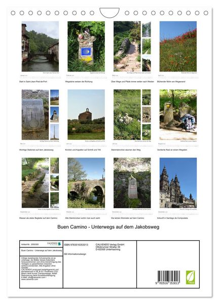 Produktbild: Buen Camino - Unterwegs auf dem Jakobsweg (Wandkalender 2026 DIN A4 hoch), CALVENDO Monatskalender