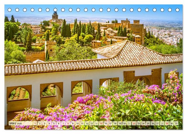 Produktbild: Zauberhaftes S&uuml;dspanien: Malaga - Sevilla - Granada - Ronda - Antequera (Tischkalender 2026 DIN A5 quer), CALVENDO Monatskalender