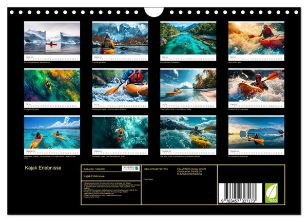 Produktbild: Kajak Erlebnisse (Wandkalender 2026 DIN A4 quer), CALVENDO Monatskalender