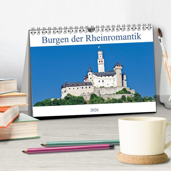 Produktbild: Burgen der Rheinromantik (Tischkalender 2026 DIN A5 quer), CALVENDO Monatskalender