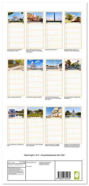 Produktbild: Familienplaner 2026 - Washington, D.C., Hauptstadtzauber der USA mit 5 Spalten (Wandkalender, 21 x 45 cm) CALVENDO