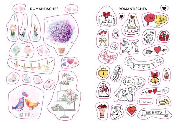 Produktbild: Bullet Journal &ndash; Stickerbuch Just married: 850 romantische Spr&uuml;che und Schmuckelemente f&uuml;r die Hochzeit